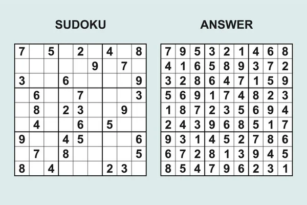 Sudoku Vectoriel Avec Réponse 460 Jeu Puzzle Avec Des Chiffres — Image vectorielle