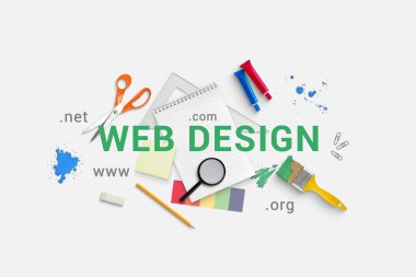 Kaynaklarla çevrili metin ile web tasarımı konsepti