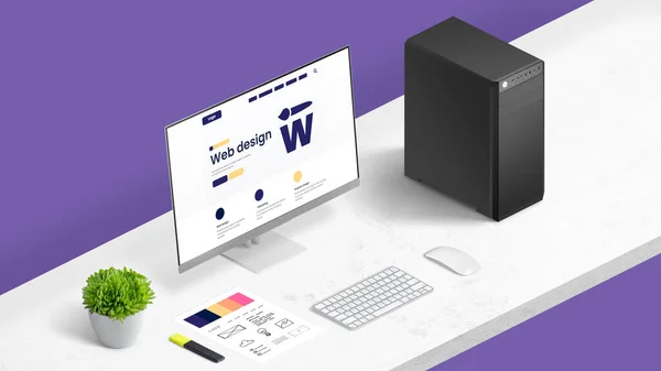 Web Design Studio Concept Company Page Computer Display Color Palette —  Fotos de Stock