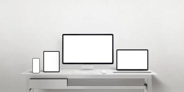 Isolated Displays Different Sizes Promote Responsive Web Pages Apps Computer — Φωτογραφία Αρχείου