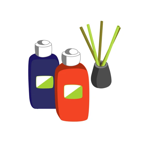 Home Spa Készlet Aromás Bambuszrudak Kozmetikumok Önellátásra Higiéniai Termékek Kórokozó — Stock Vector