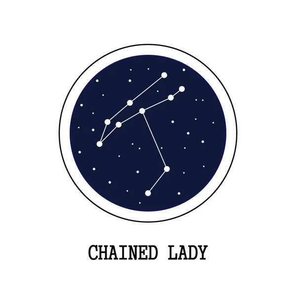 アンドロメダ座や鎖状の女性 暗い青空に対する天体のクラスターの簡単なイラスト ベクトルEps10 — ストックベクタ