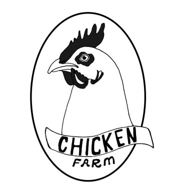 Etiket, rozet, üzerinde tavuk resmi olan logo. Vektör tavuk portresi. Bir çiftçinin doğal ürünü..