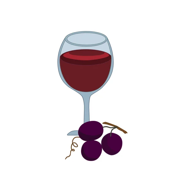 赤ワインと白を基調としたダークブドウのグラス そうだ カフェ アルコールメニューの装飾のためのベクトルイラスト — ストックベクタ
