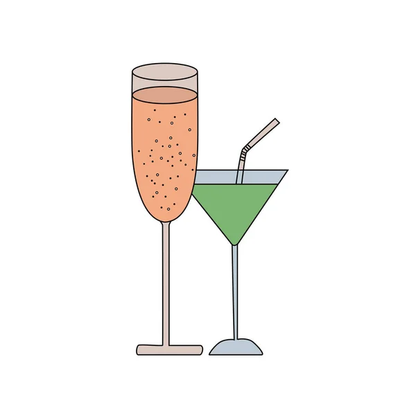 Set Pahare Pentru Cocktail Uri Alcoolice Șampanie Ilustrație Vectorială Fundal — Vector de stoc