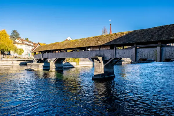 Old bridge over the river - Lucerne, Switzerland
