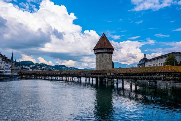 Beautiful view of the chapel bridge - Lucerne, Switzerland