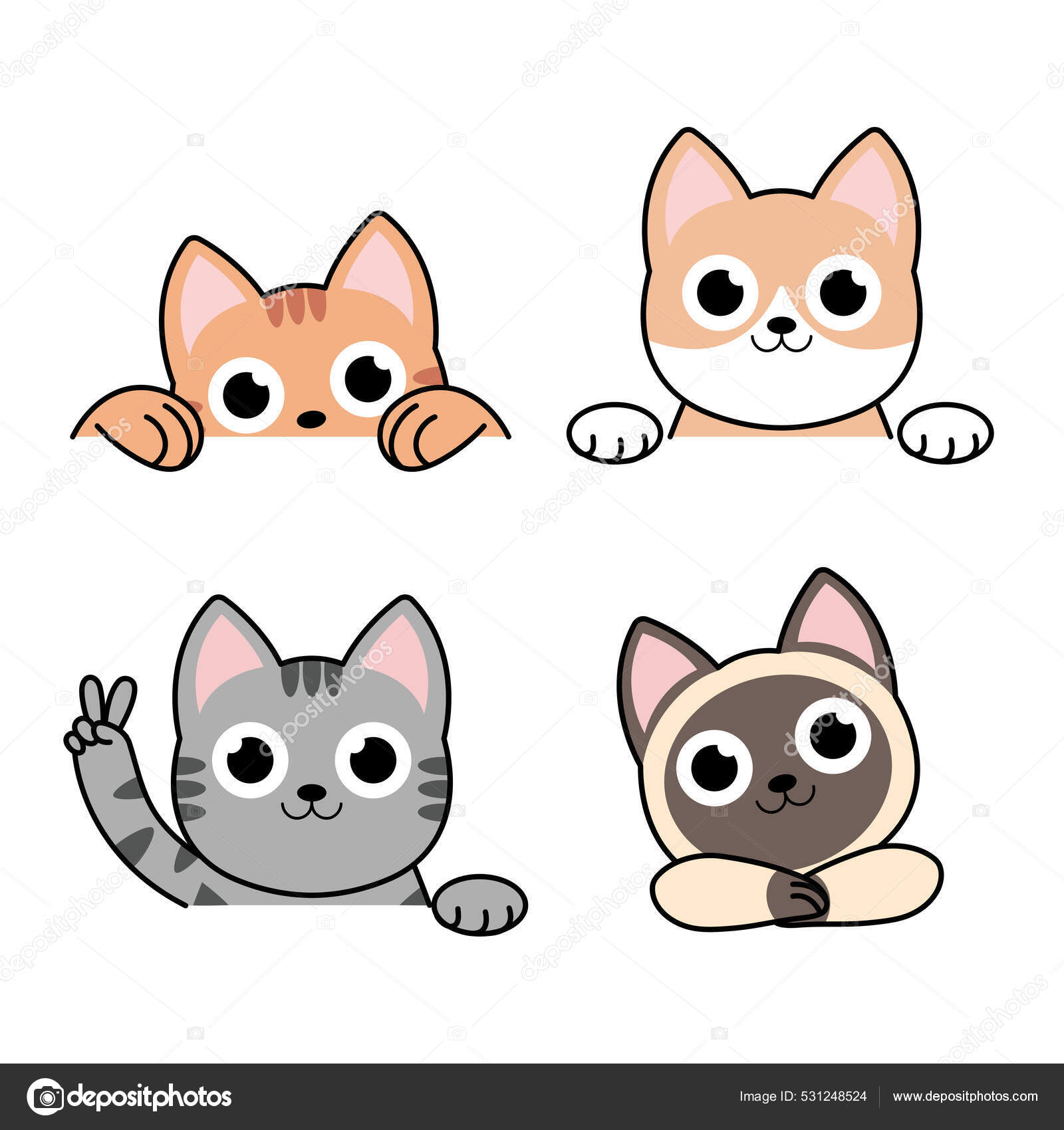 Cartoon cat. Funny Pets vector illustration. - Stock