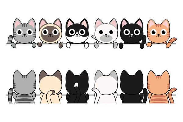 Ilustração Vetor Gatos Engraçados Cão Dos Desenhos Animados Jogo Dianteiro —  Vetores de Stock