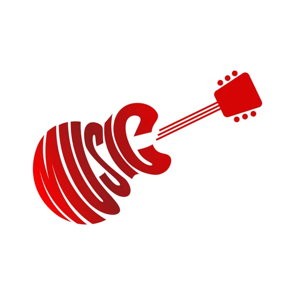 Wektor Czerwonej Gitary Music Typographic Poster — Wektor stockowy