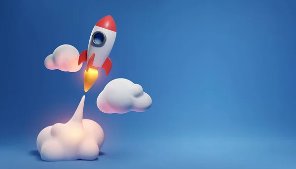 Şirket kurmak için roket ve fotokopi alanı çizimi ve bitcoin reklamları