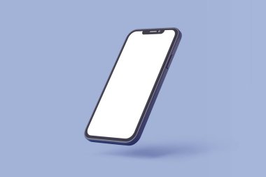 Smartphone mockup. mobile phone with blank screen isolated on blue clipart