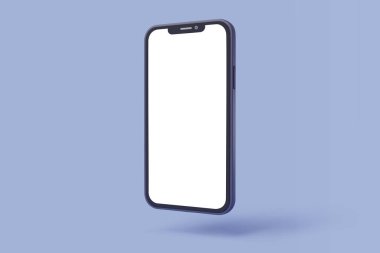 Akıllı telefon maketi. boş ekranlı cep telefonu mavi üzerine izole edildi