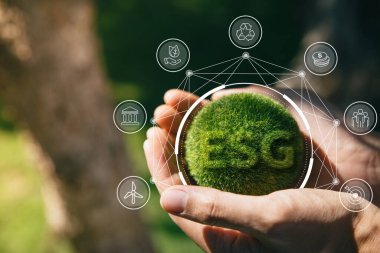 Çevre Sosyal ve Yönetimi için ESG simgesi, Dünya sürdürülebilir çevre kavramı.