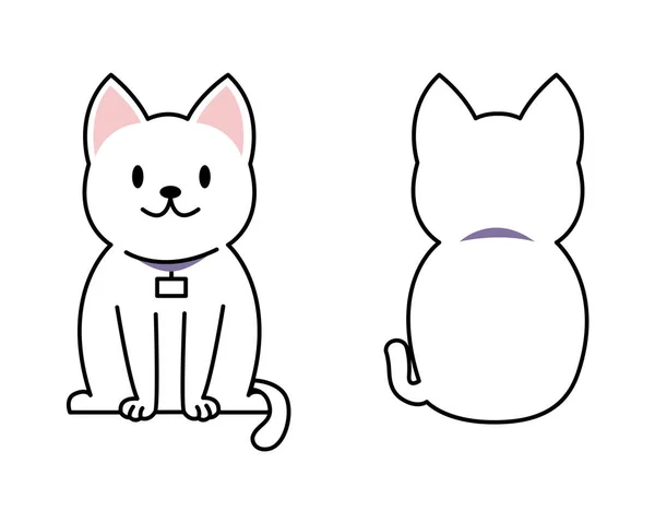 Illustrazione Vettoriale Divertente Cartone Animato White Cat Razze Set — Vettoriale Stock