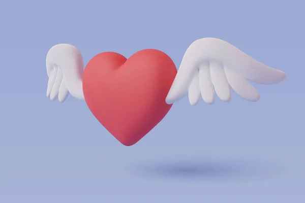 红心带翅膀 欢庆情人节快乐 — 图库矢量图片
