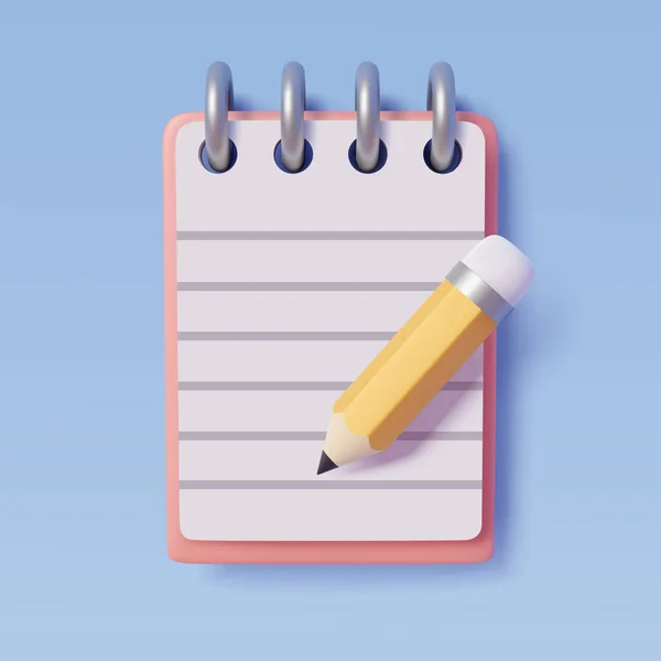 Cuaderno Lápiz Icono Aislado Azul Recordar Lista Verificación Concepto Educación — Vector de stock