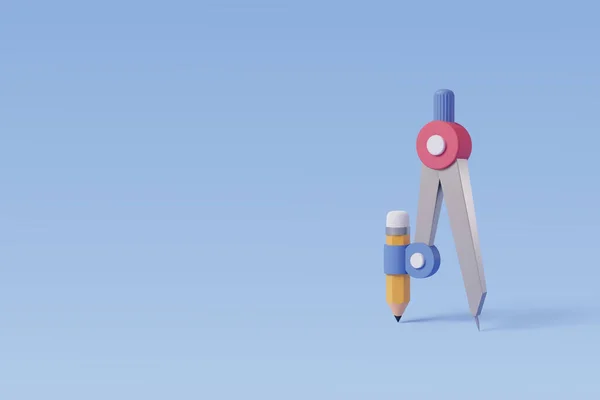 Vector Realistic Geometric Compass Blue Education Concept — 스톡 벡터