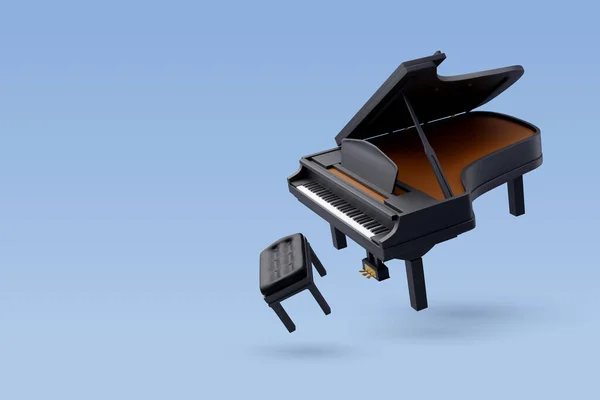 Vector Negro Brillante Piano Cola Música Instrumento Concepto — Vector de stock