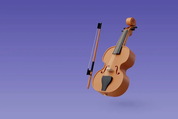 Violín Vector Con Fiddlestick Música Instrumento Concepto — Vector de stock