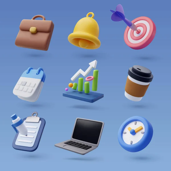 3D ofis simgesi, iş ve finans konsepti.