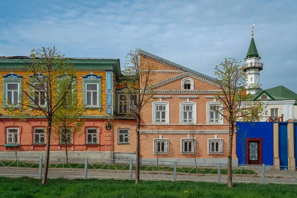 Zabytki Architektury Xix Wieku Tradycyjne Historyczne Tatarskie Domy Przy Ulicy — Zdjęcie stockowe