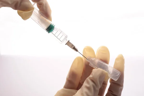 Vaccinazione Contro Nuovo Virus Corona Sars Cov Una Siringa Fase — Foto Stock
