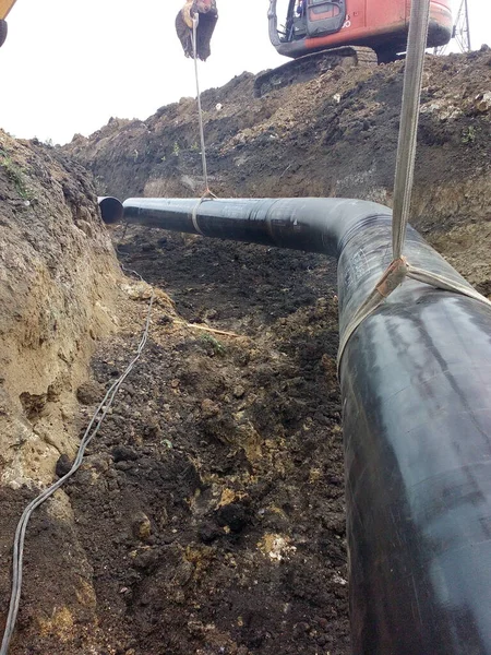 Construção Oleoduto Vire Tubo Graus — Fotografia de Stock