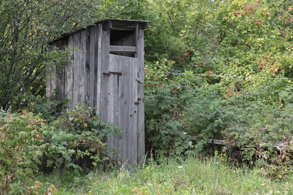 在村子里的老木厕所 — 图库照片
