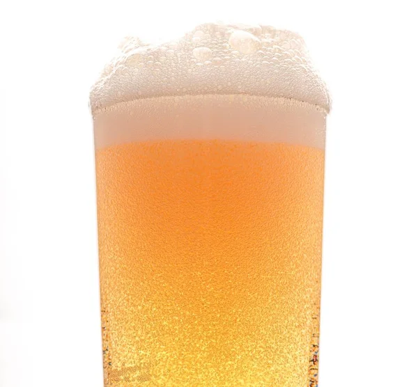 Copo Cerveja Fresca Com Tampa Espuma Isolada Sobre Fundo Branco — Fotografia de Stock