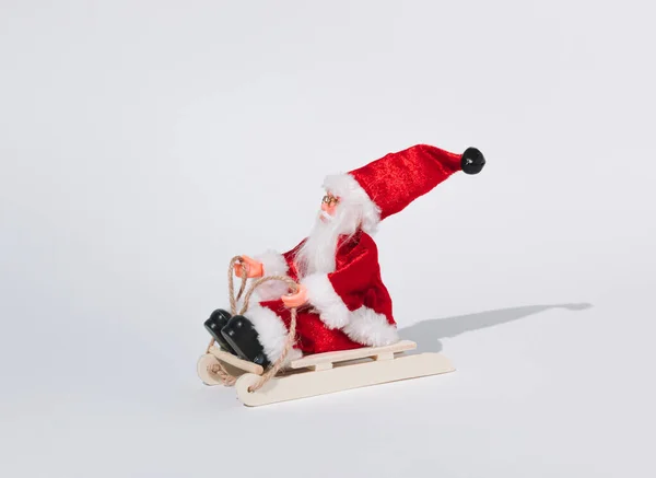 Conceito Mínimo Ano Novo Feito Papai Noel Trenó Criativa Ideia — Fotografia de Stock