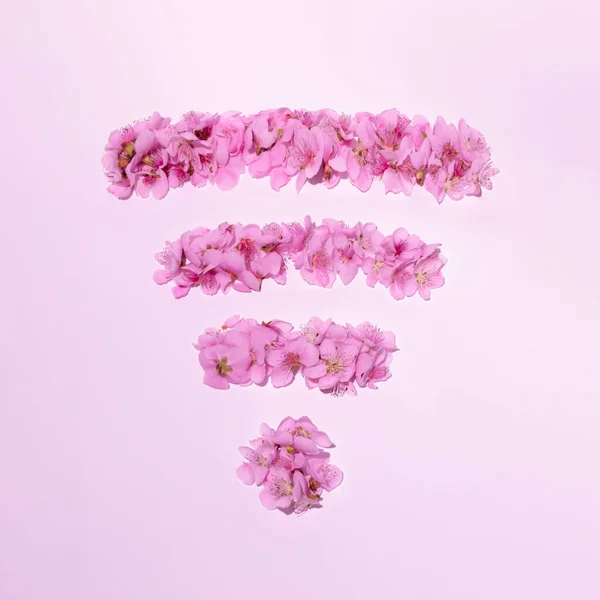 Ασύρματο Internet Σύμβολο Έννοια Από Ανοιξιάτικα Λουλούδια Σχήμα Wifi Σύμβολο — Φωτογραφία Αρχείου