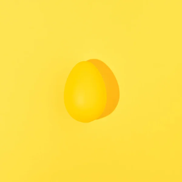 Yellow Easter Egg Isolated Yellow Background Minimal Food Concept Monochromatic — Stock Photo, Image