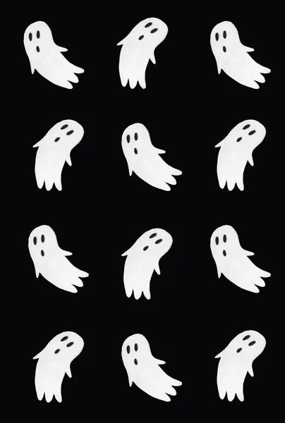 Horror Pattern Made Ghosts Black Background Minimal Spooky Idea Halloween — Photo