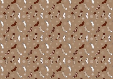 Çoraplar ve kar taneleriyle güzel bir kış deseni