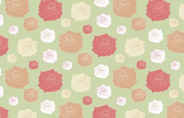 Eski tarz güllerle romantik desenler.