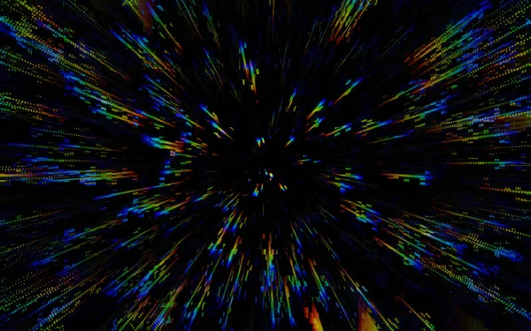 Digitale Beweging Glitch Lijnen Snelheid Gloeiende Lichten Zwarte Achtergrond Techno — Stockfoto