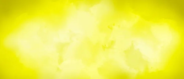 Солнечно Желтый Расплывчатый Фон Акварельными Вставками Облачными Пейзажами Винтажная Текстура — стоковое фото