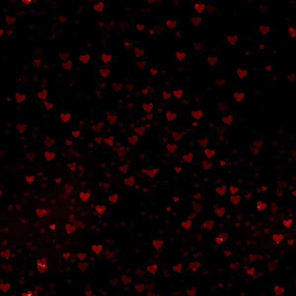 Romantische Rote Herzen Auf Dunklem Hintergrund Liebe Glühendes Design Valentinstag — Stockfoto