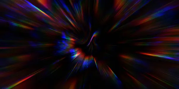 디지털 모션의 반짝이는 과검은 위에서 빛나는 속도의 테크노 사이키델릭 스크린 — 스톡 사진