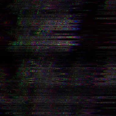 Dijital arıza ve çarpıtma etkisi. Gelecekçi siber punk TV gürültü medya hatası tasarımı. Retro fütürizm, web punk, çılgın DJ tekno estetik neon renk düzeni. Eski görsel ekran