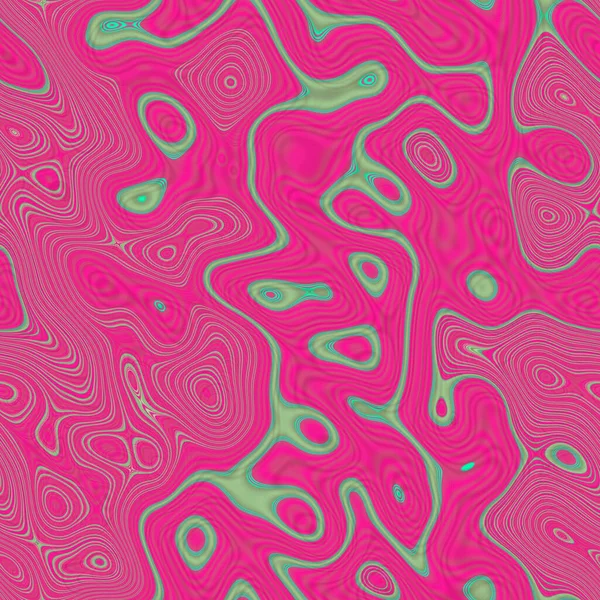 Jasně Růžový Zelený Bezešvý Geometrický Vzor Zakřivenými Liniemi Funky Tekuté — Stock fotografie