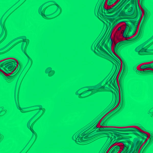Helder Gras Groen Naadloos Geometrisch Patroon Met Gebogen Rode Lijnen — Stockfoto