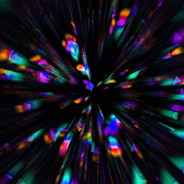 디지털 모션의 반짝이는 과검은 위에서 빛나는 속도의 테크노 사이키델릭 스크린 — 스톡 사진
