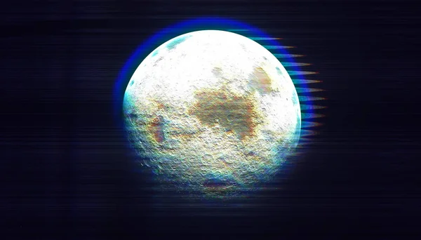 Panne Cyberpunk Mond Oder Planet Kosmos Universum Windblaue Aura Effekt — Stockfoto