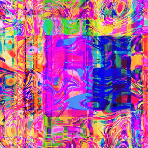 Živé Barevné Jasné Ilustrace Lesklé Neonové Čtvercové Tvary Psychedelická Duha — Stock fotografie