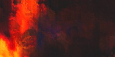 Enerji, parlak, turuncu, kırmızı, suluboya, koyu arkaplan üzerine dökülmüş şekiller, sert, sıkıntılı arka plan dalgası erimiş enerji ısı tasarımı.