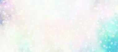 Zarif çiçekli pastel yeşil pembe beyaz suluboya bulutlu arka plan güzel yumuşak cennet spektrumlu gökyüzü tasarımı lekeler ve çiçek deseni, doğanın bebek kâğıdı sisli dokusu