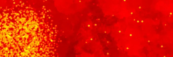 抽象的なボケ黄色のライト お祝いの紙のテクスチャの誕生日や休日のクリスマスパノラマのデザインと明るいホットレッド水彩背景絵画 — ストック写真