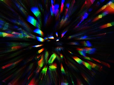Dijital hareket arızası çizgileri ve siyah arkaplanda parlayan ışıklar. Tekno saykodelik ekran. Optik parlak disko DJ Partisi, Optik parlak festival Yeni Yıl veya Noel için teknolojiyi şekillendiriyor